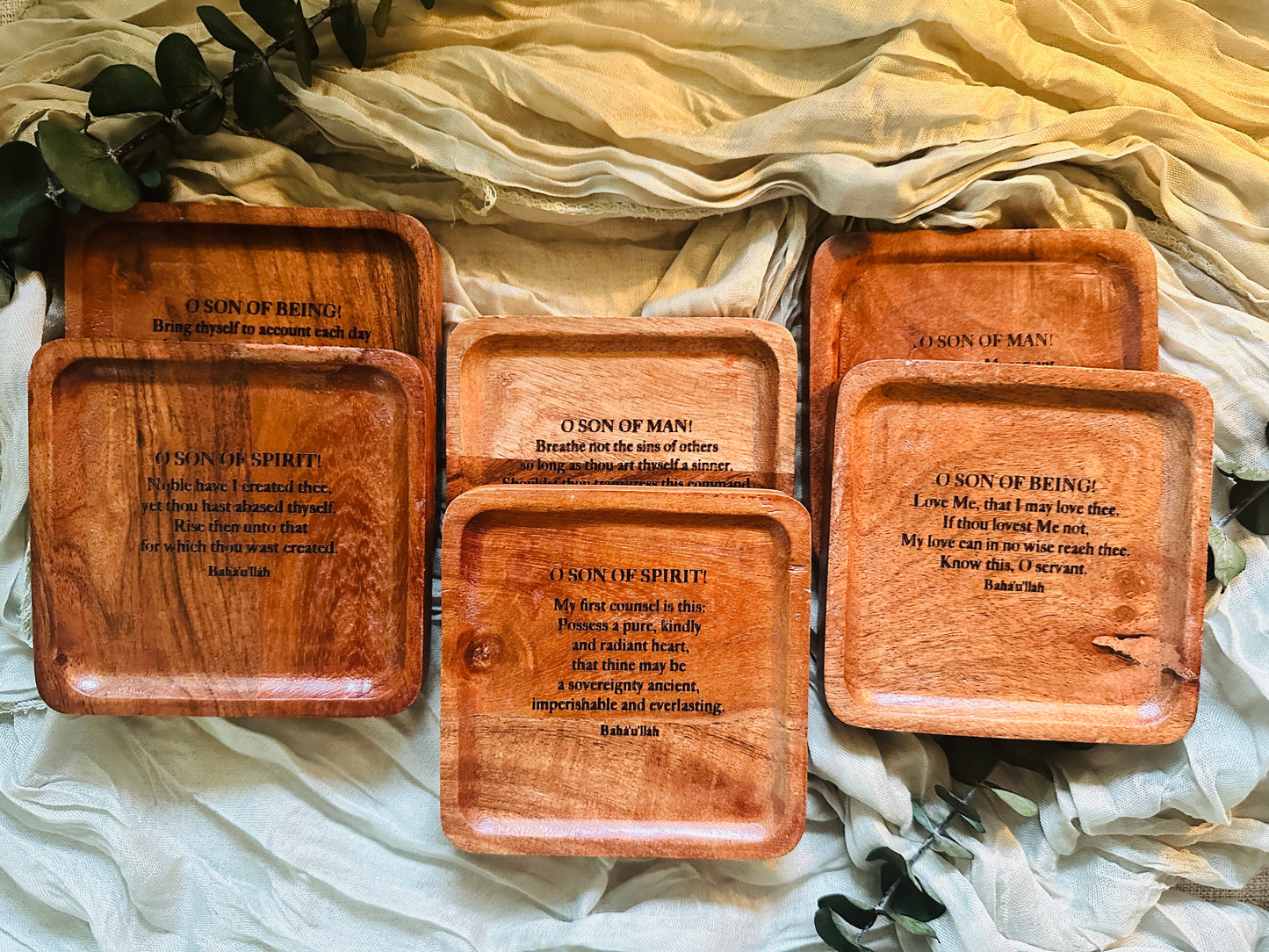 Engraved Wooden Coasters: Hidden Words