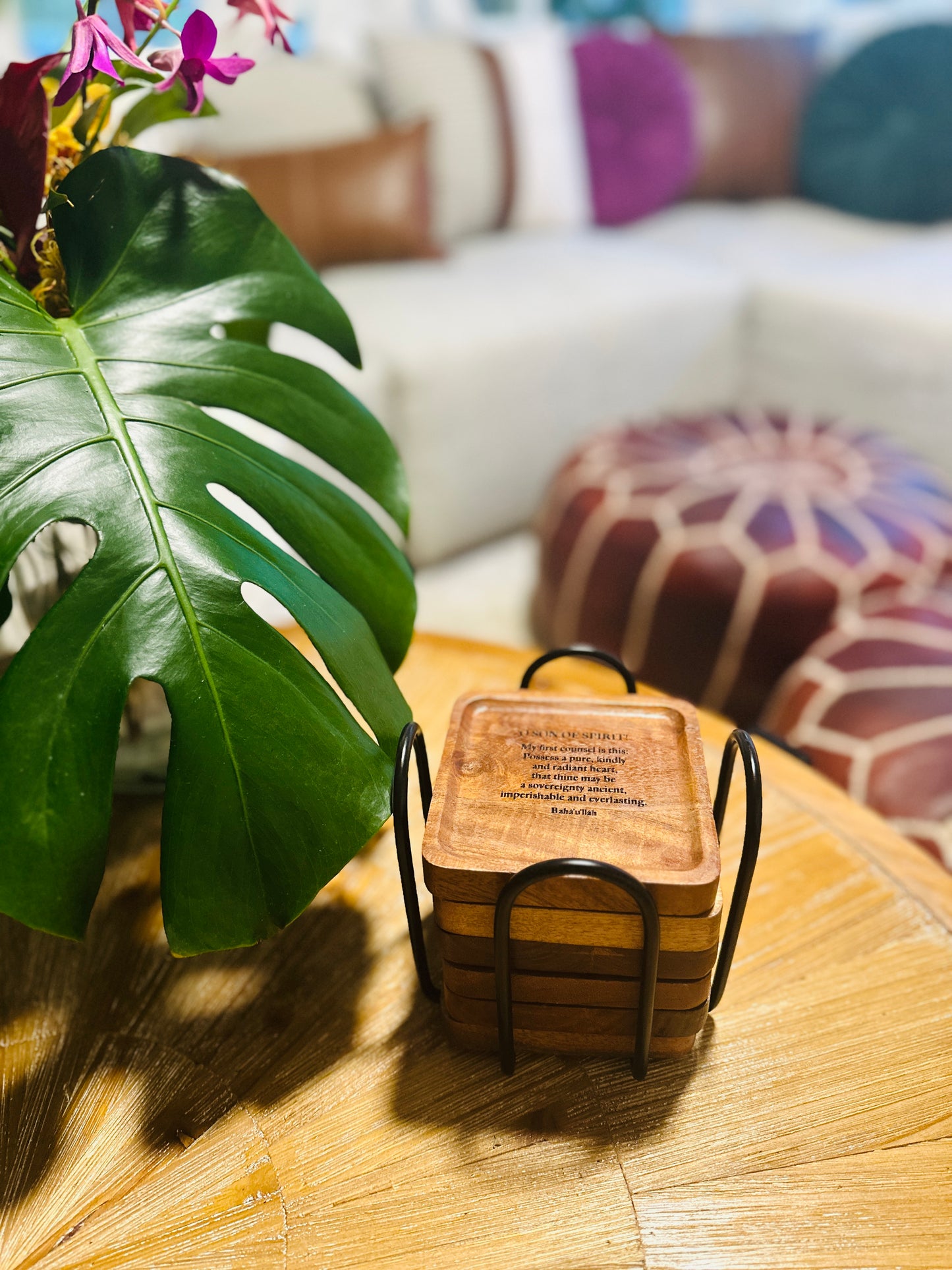 Engraved Wooden Coasters: Hidden Words