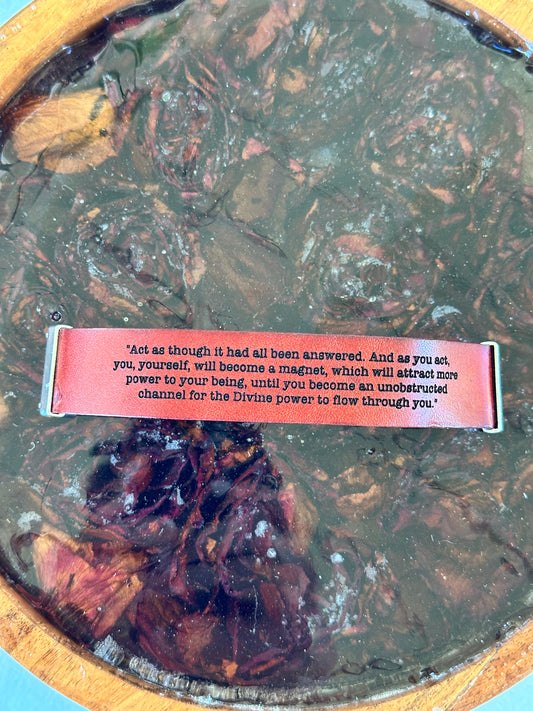 Thick Engraved Leather Bracelet: "Act as though..."