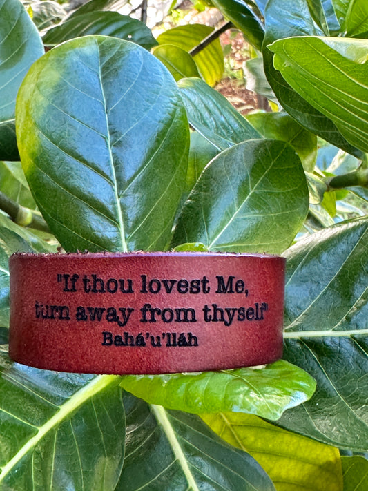 Thick Engraved Leather Bracelet: "If thou lovest Me..."
